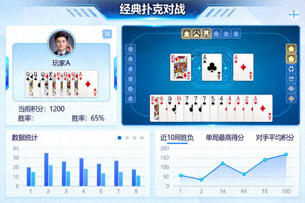 经典扑克牌游戏在线对战界面与数据统计